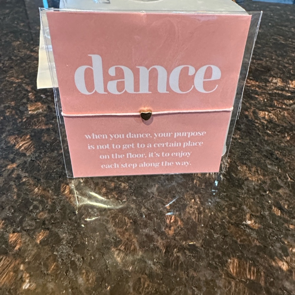 Dance heart charm pink bracelet on inspirational card- set of 12 for dance team